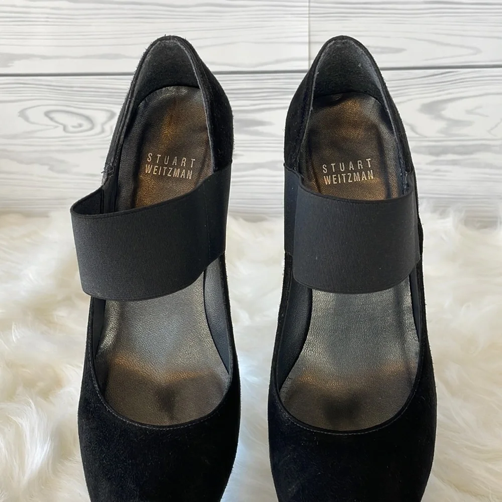 Stuart Weitzman Suede Peep-Toe Wedges‎